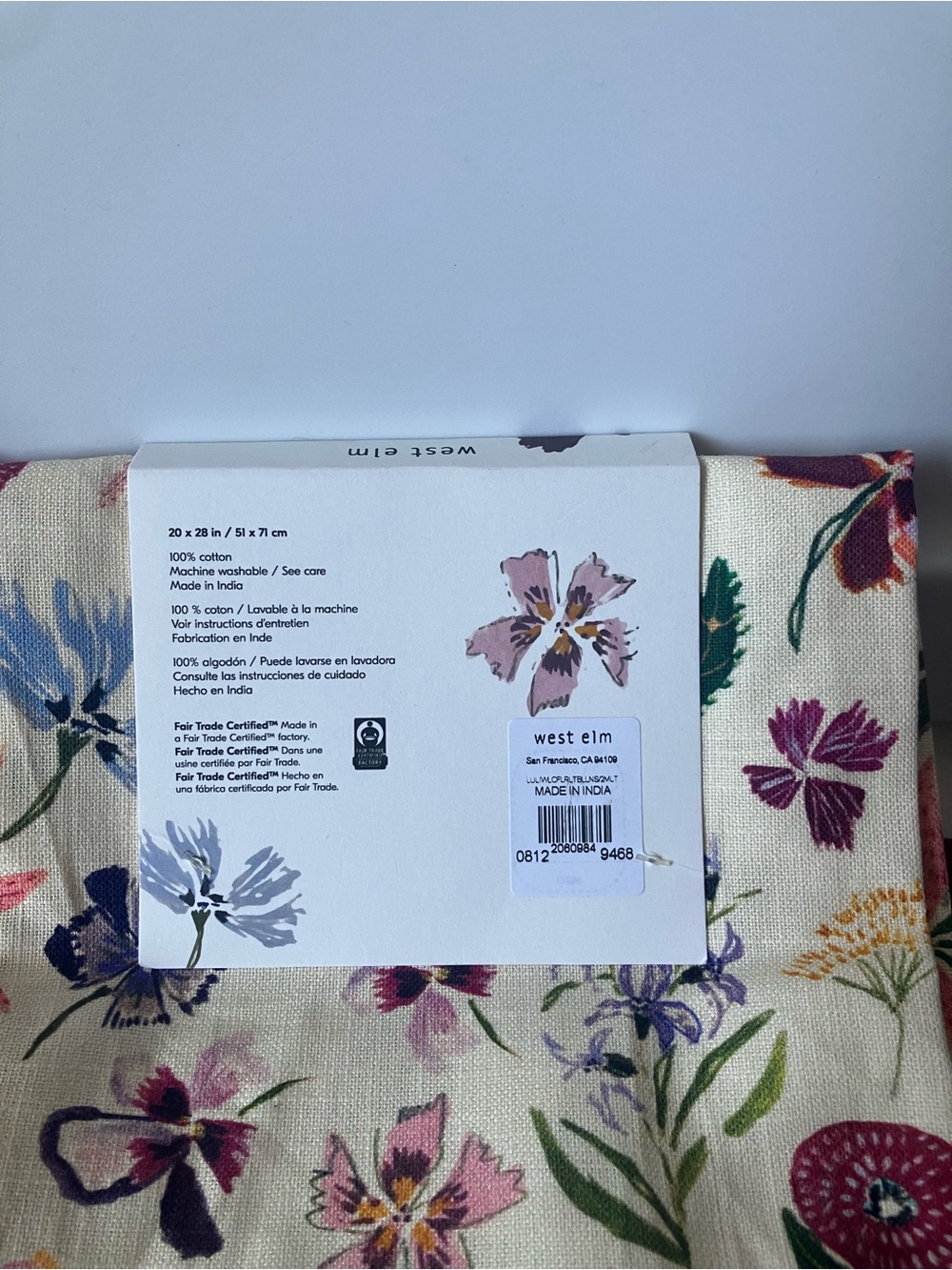 New West Elm Lulie Wallace Floral Botanical Print Cotton Set TWO Tea Towels NWT - Picture 3 of 3